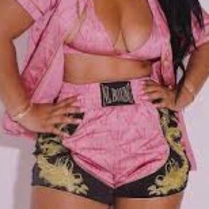 NWT Nichole Lynel A Knock Out Boxing Shorts AND Top! L Super Rare